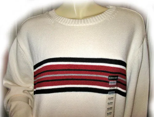 ST. JOHN'S BAY Mens Sweaters Pullover Crew Neck Sweater Top For Men Size XXL Ivory Cream Striped Long Sleeve