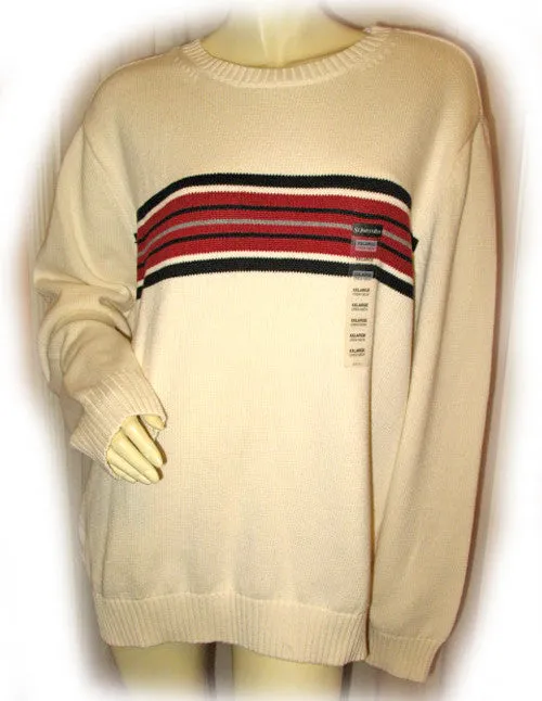 ST. JOHN'S BAY Mens Sweaters Pullover Crew Neck Sweater Top For Men Size XXL Ivory Cream Striped Long Sleeve