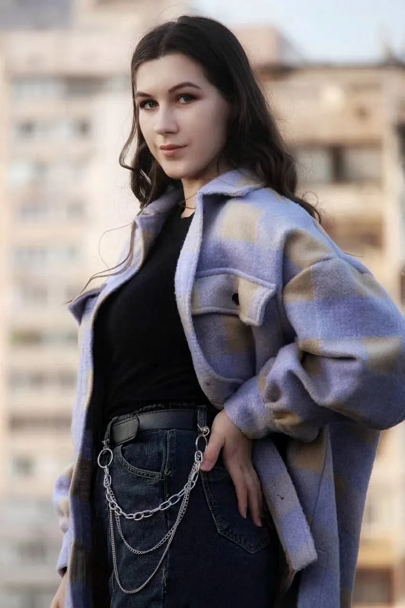 Stylish Sweet Plaid Woolen Shirt Check Jacket Cute