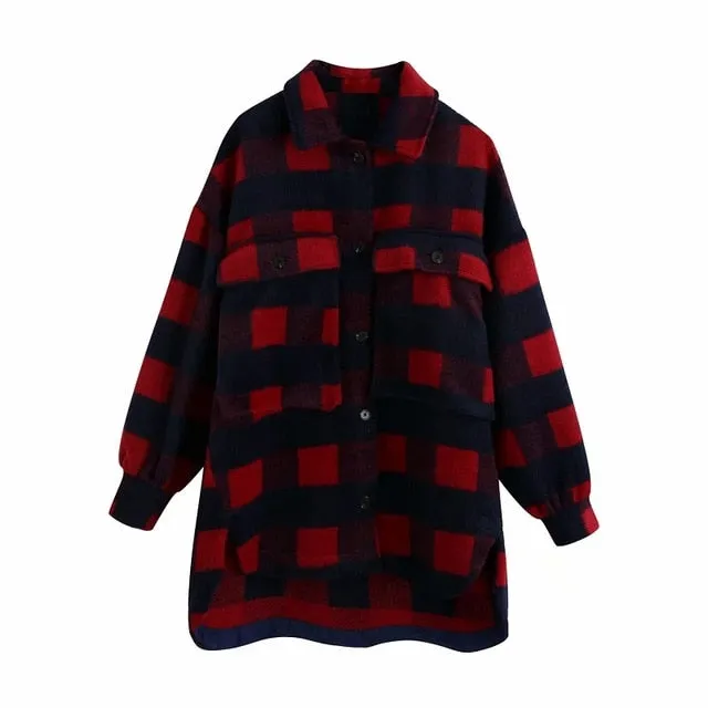 Stylish Sweet Plaid Woolen Shirt Check Jacket Cute