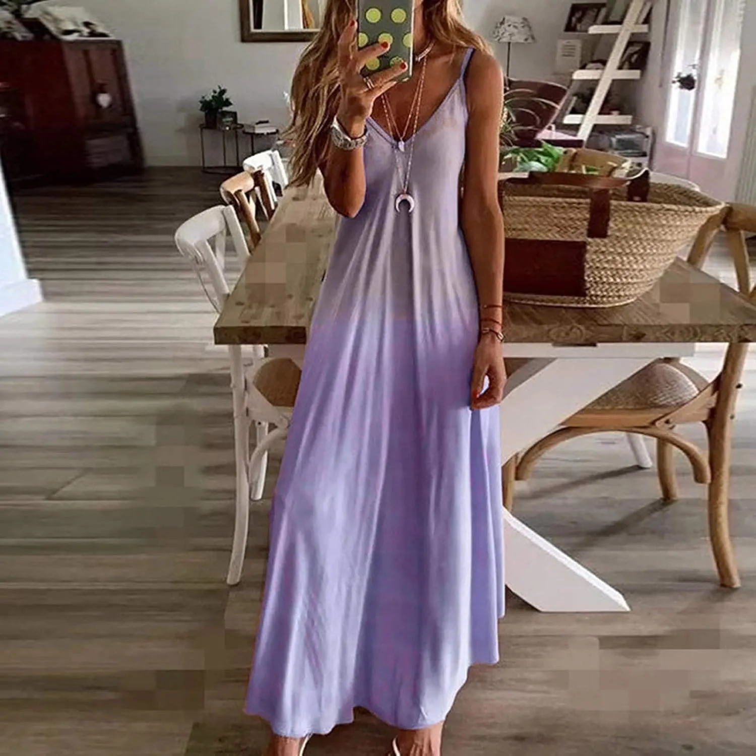 Sundresses for Women Womens Spring Dresses V Neck Summer Flowy Maxi Dress Elegant Casual Sleeveless Beach Sun Dress
