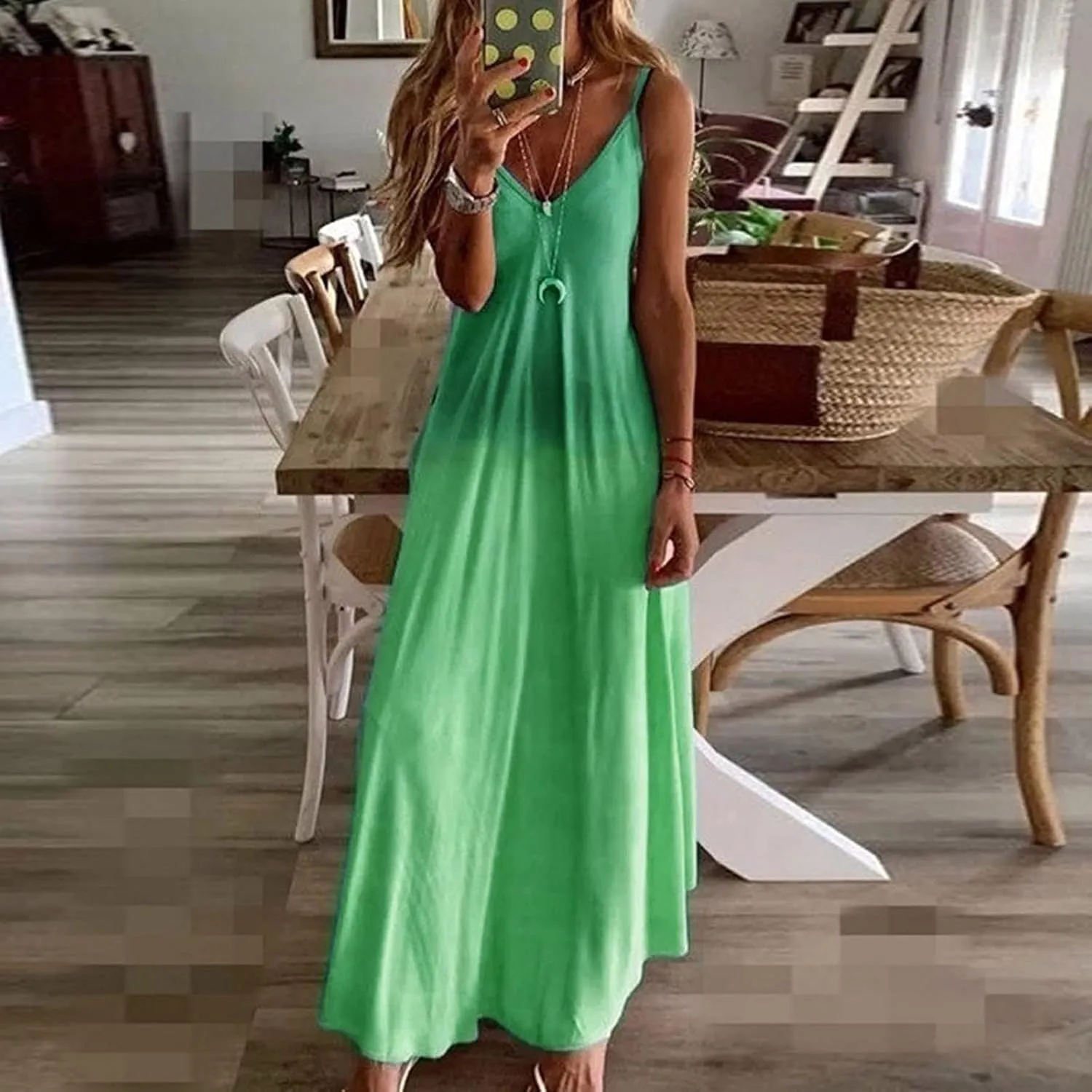 Sundresses for Women Womens Spring Dresses V Neck Summer Flowy Maxi Dress Elegant Casual Sleeveless Beach Sun Dress