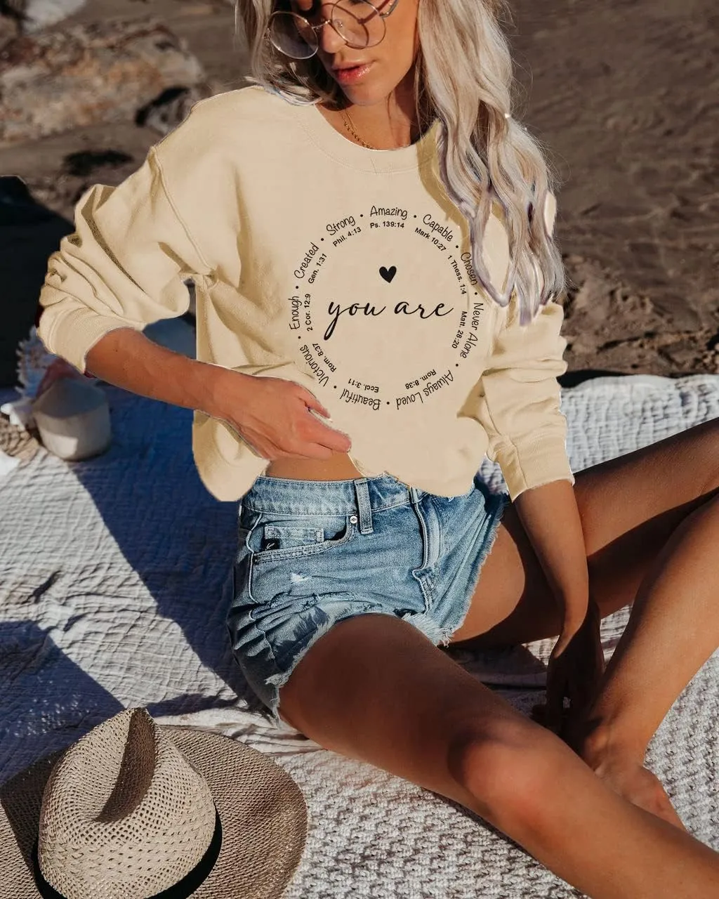 SUPEYA You are Inspiration Sweatshirt Women Christian TShirt Cute Heart Long Sleeve Blessed Saying Tops