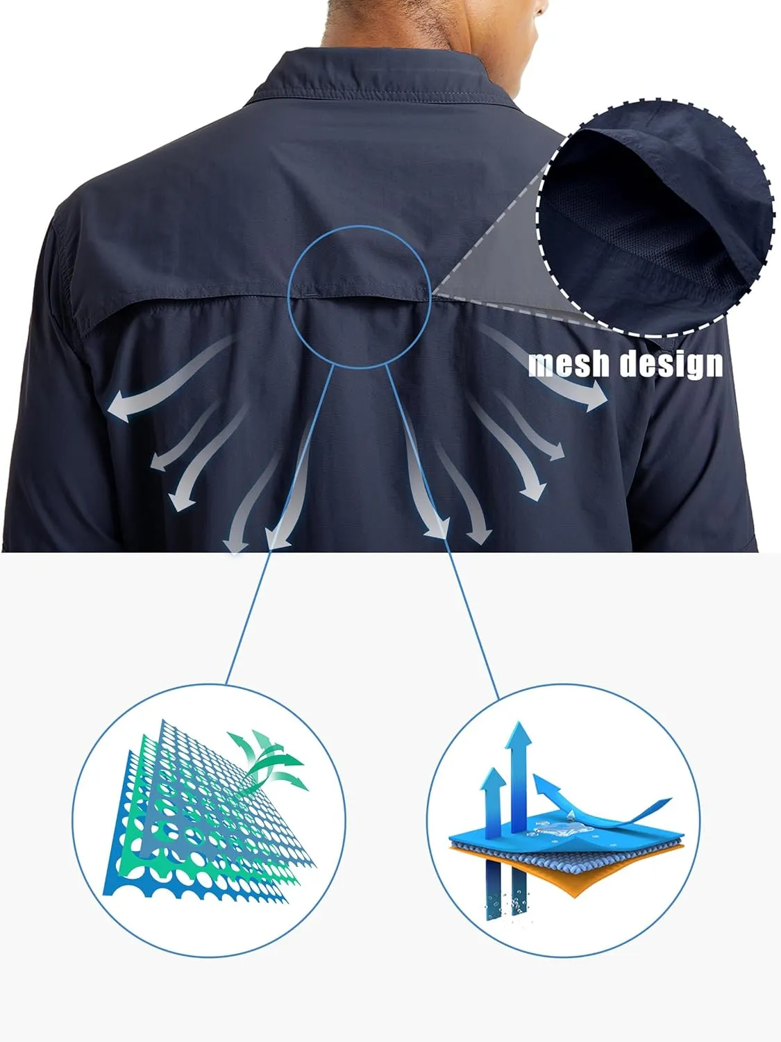 TACVASEN Fishing Shirt for Men, Long Sleeve Shirt Quick Dry Fit, Tactical Shirt Button Up, Work Shirt Lightweight Safari
