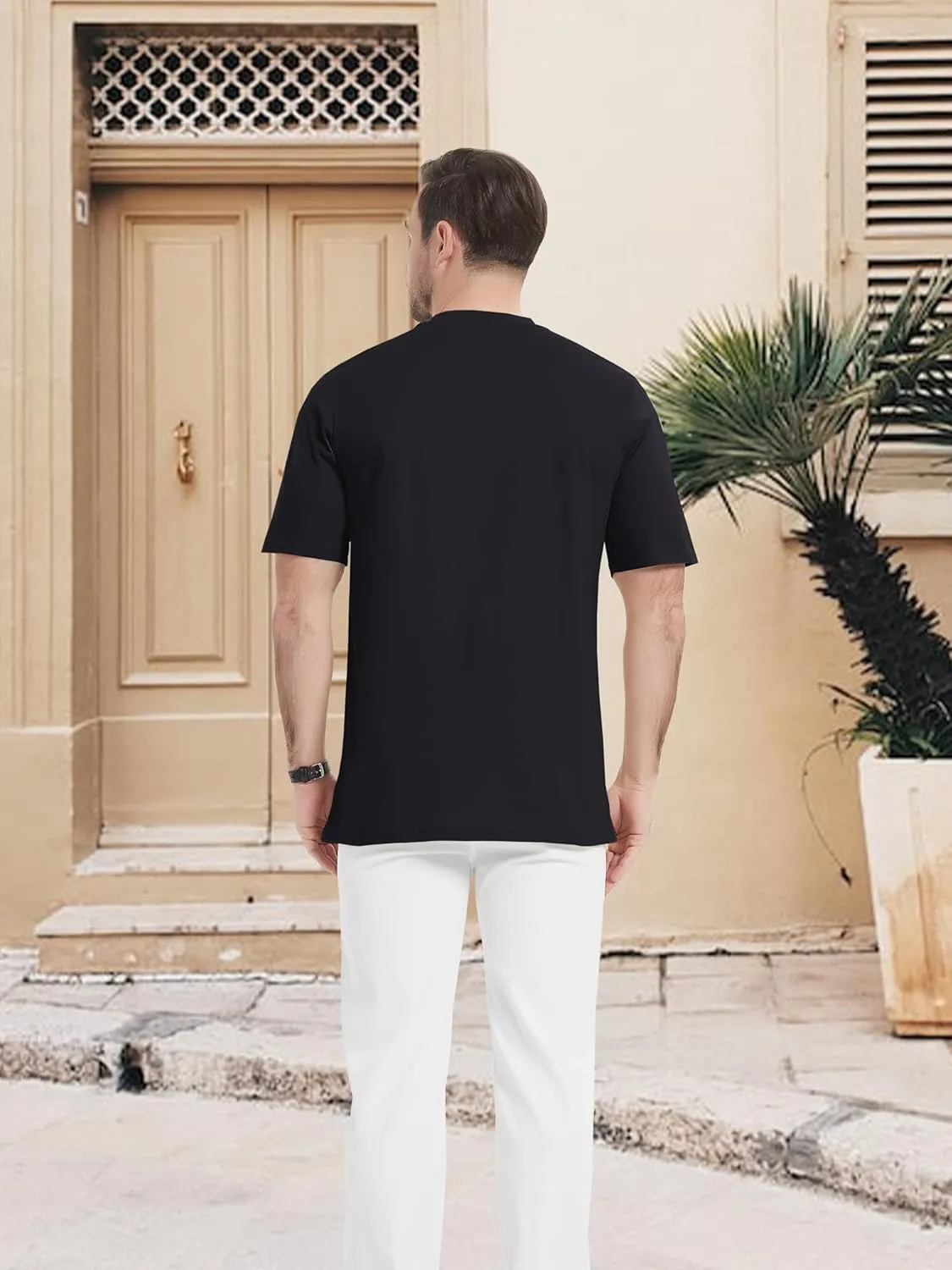 TACVASEN Men's Henley Shirt Cotton Short Sleeve 3 Buttons Chest Pocket Casual T Shirt Lightweight Shirt Solid Color
