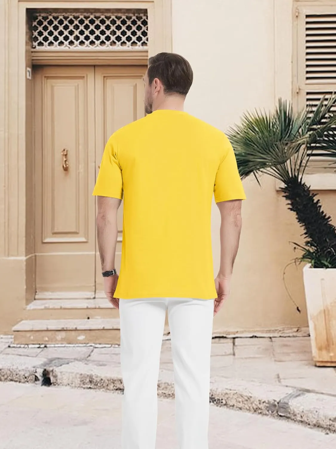 TACVASEN Men's Henley Shirt Cotton Short Sleeve 3 Buttons Chest Pocket Casual T Shirt Lightweight Shirt Solid Color