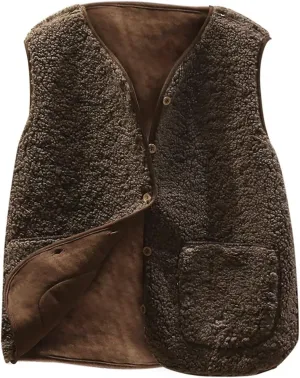 TANGNADE Oversized Vest Women Fuzzy Fleece Sleeveless Vests Button Down Casual Outwear Travel Sherpa Vest Jackets