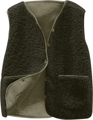 TANGNADE Oversized Vest Women Fuzzy Fleece Sleeveless Vests Button Down Casual Outwear Travel Sherpa Vest Jackets