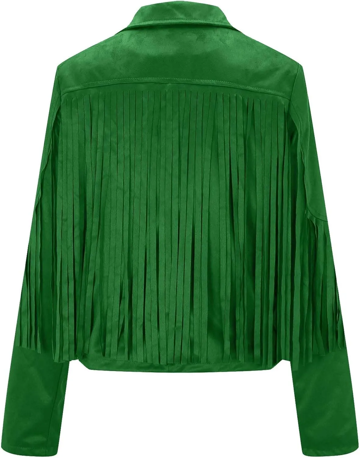 TARIENDY Fringe Outfits for Women Ladies Tassel Faux Suede Leather Cardigan Long Sleeve Outfits Cropped Fringe Outerwear