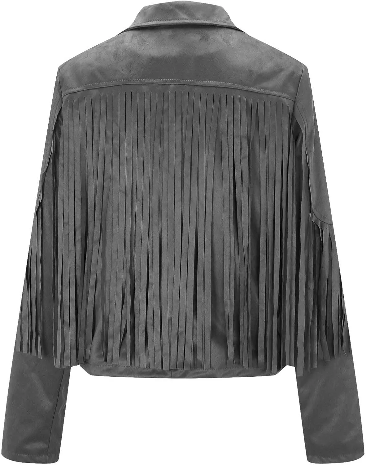 TARIENDY Fringe Outfits for Women Ladies Tassel Faux Suede Leather Cardigan Long Sleeve Outfits Cropped Fringe Outerwear