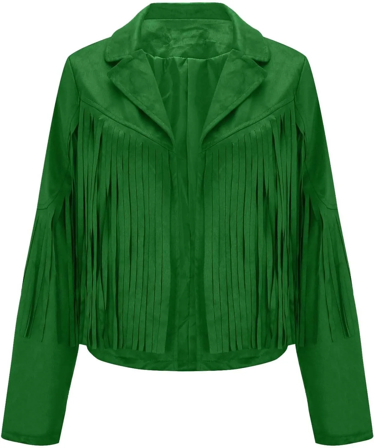 TARIENDY Fringe Outfits for Women Ladies Tassel Faux Suede Leather Cardigan Long Sleeve Outfits Cropped Fringe Outerwear