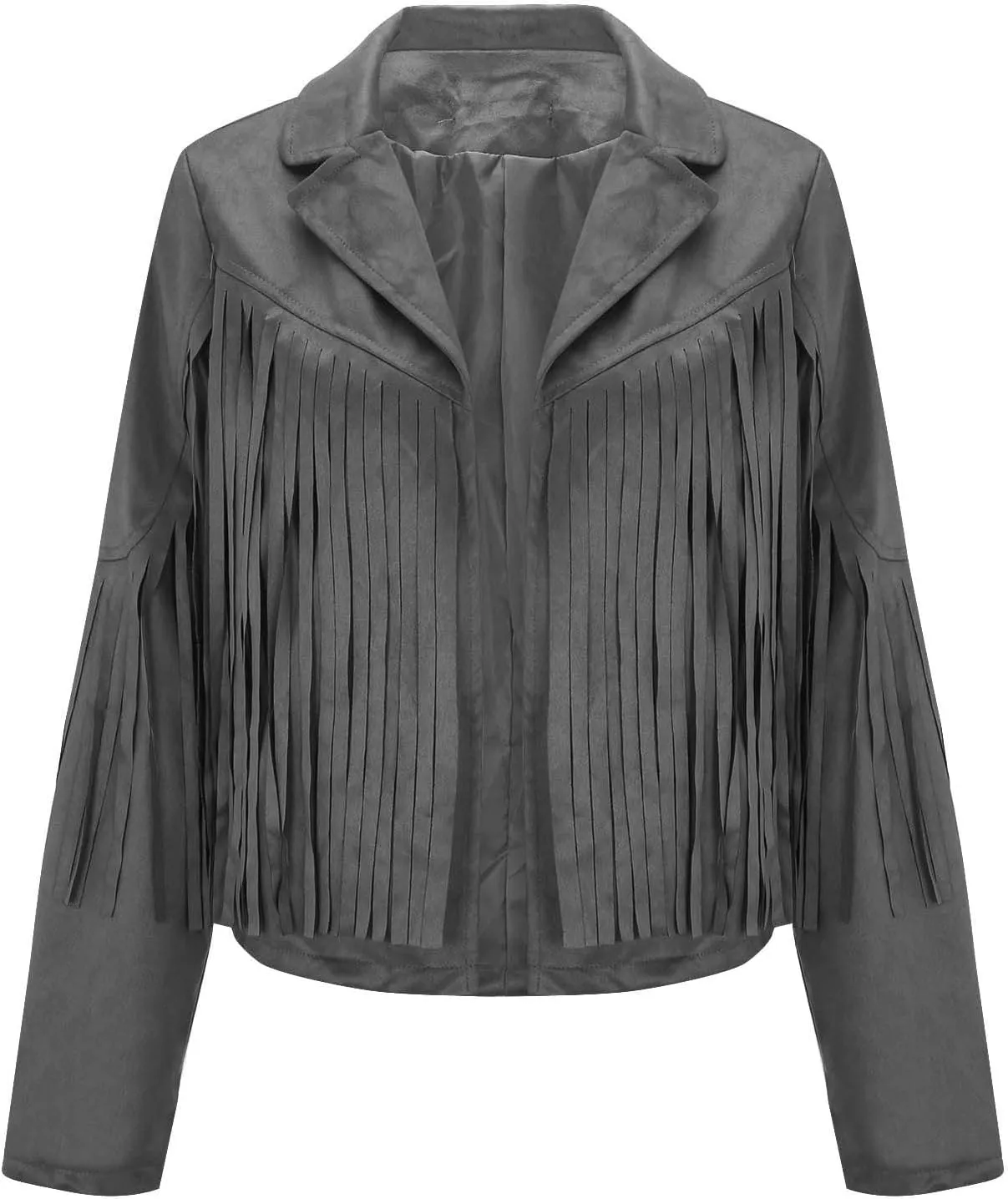 TARIENDY Fringe Outfits for Women Ladies Tassel Faux Suede Leather Cardigan Long Sleeve Outfits Cropped Fringe Outerwear