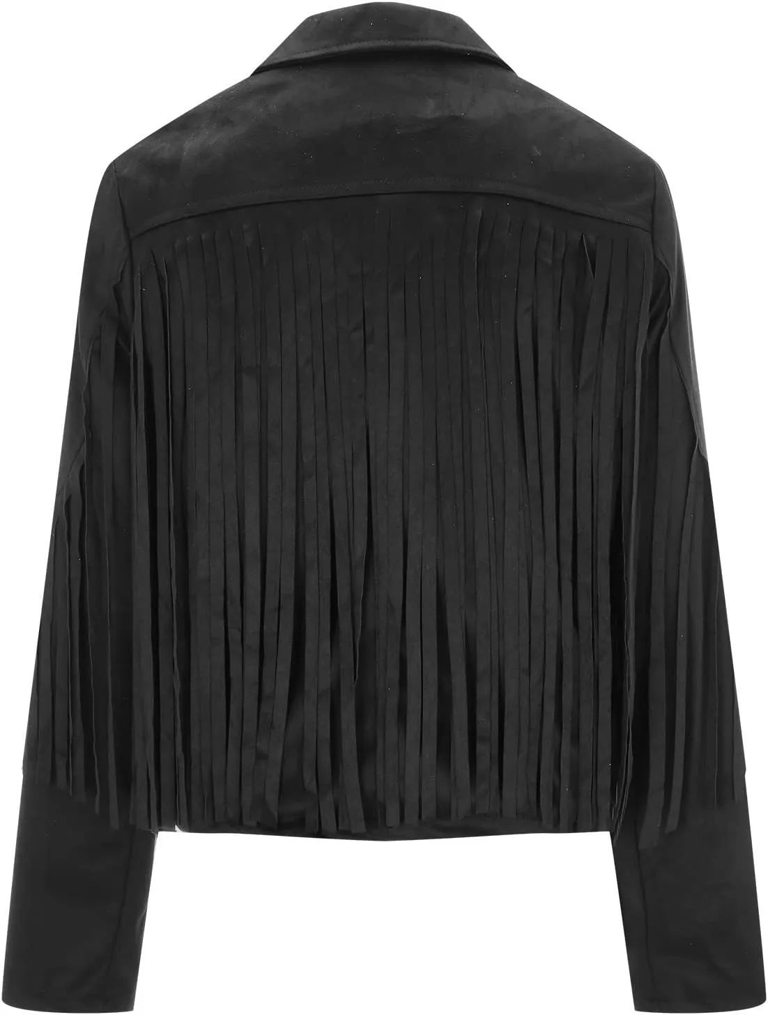 TARIENDY Fringe Outfits for Women Ladies Tassel Faux Suede Leather Cardigan Long Sleeve Outfits Cropped Fringe Outerwear