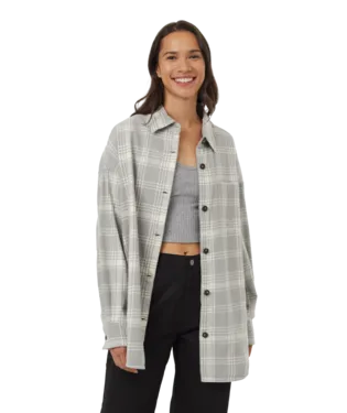 Ten Tree Ladies Stone Grey/Window Plaid Fernwood Flannel Shirt
