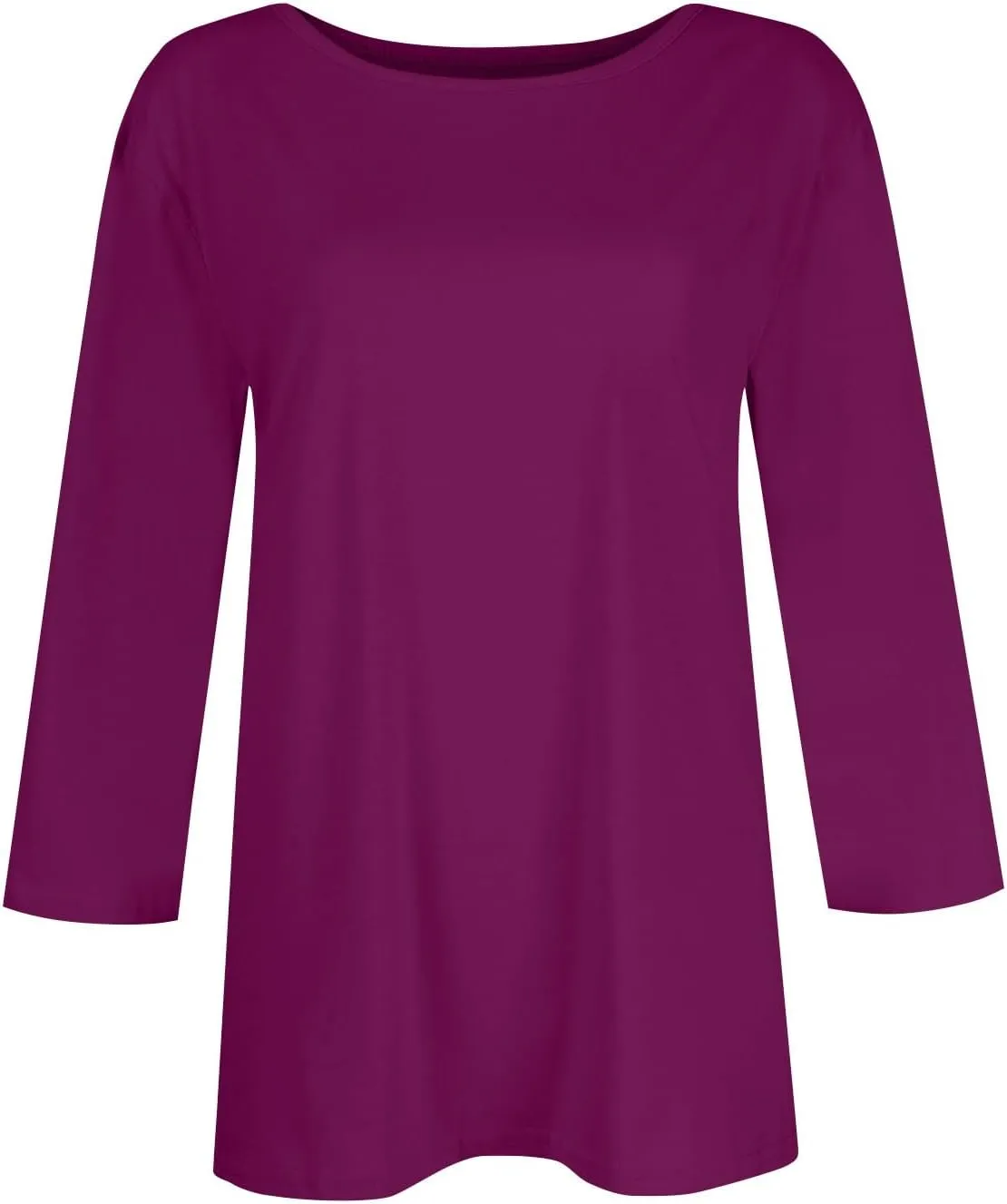 Three Quarter Sleeve Tops Woman Crewneck Cute Shirts Casual Trendy Print Blouses Length T Shirt 2024