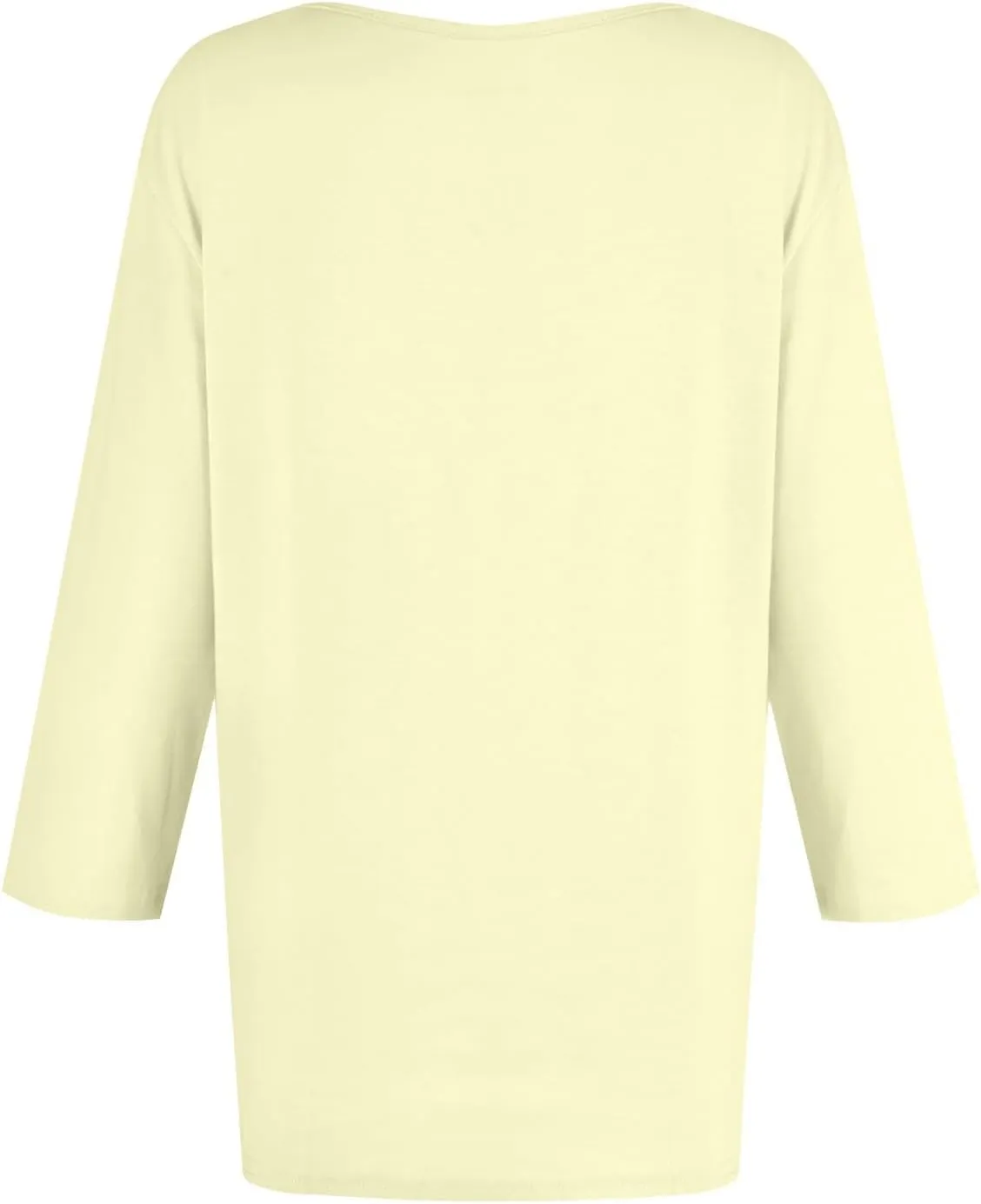 Three Quarter Sleeve Tops Woman Crewneck Cute Shirts Casual Trendy Print Blouses Length T Shirt 2024