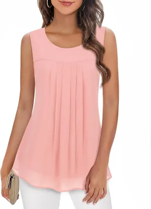 Timeson Women's Sleeveless Chiffon Tank Top Double Layers Casual Blouse Tunic