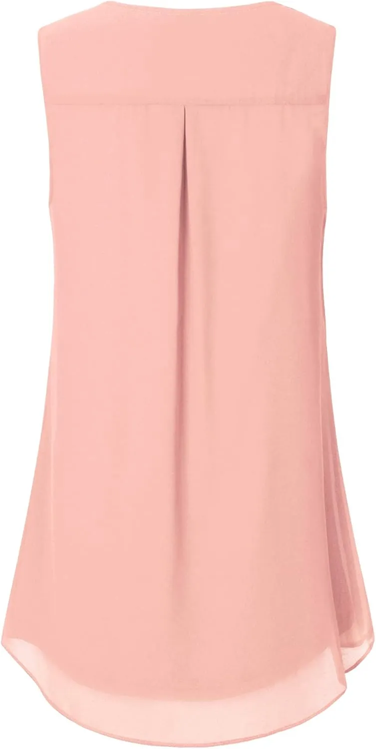 Timeson Women's Sleeveless Chiffon Tank Top Double Layers Casual Blouse Tunic