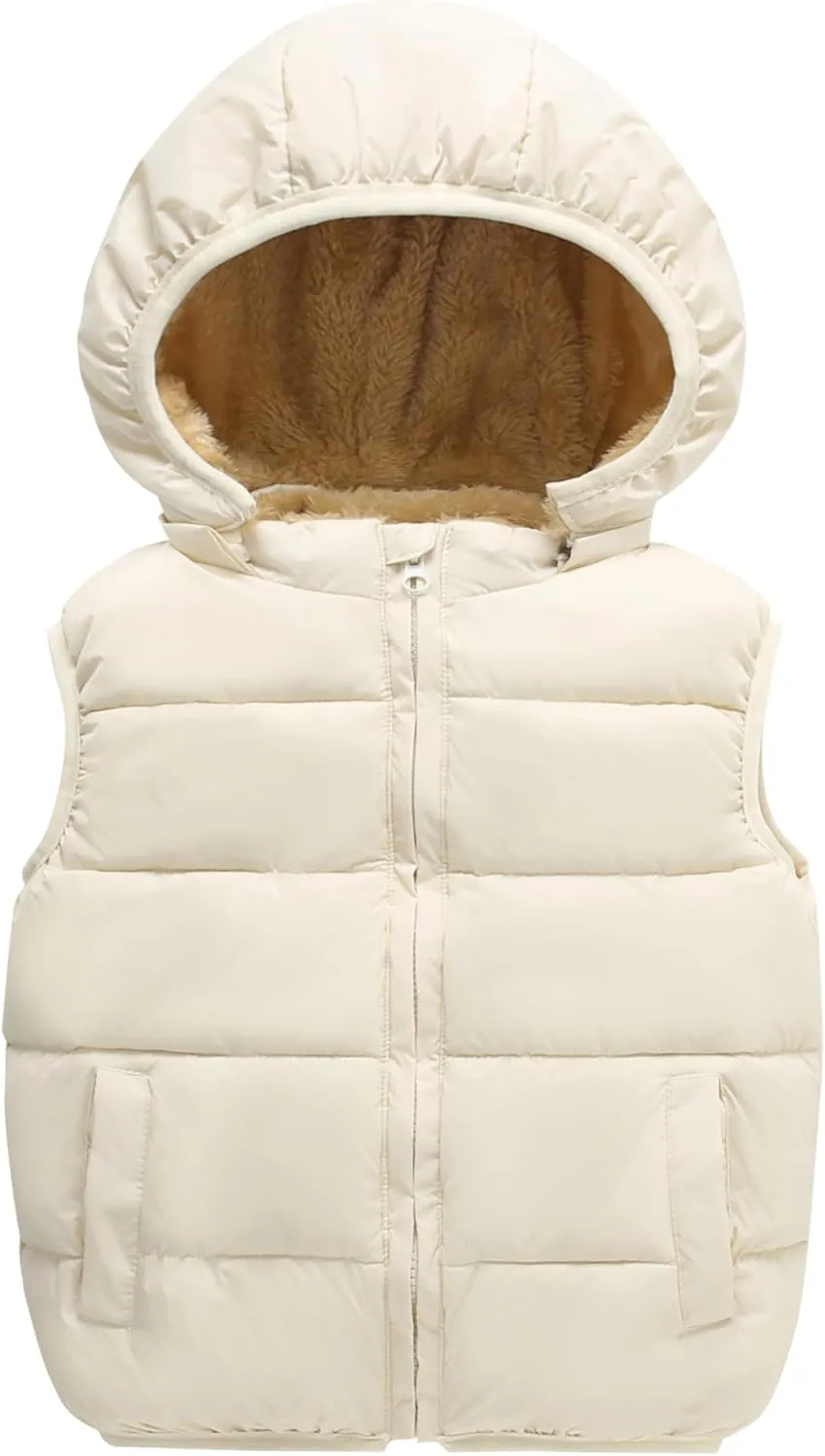 Toddler Puffer Vest Boys Girls Fleece Vest Puffy Toddler Boy Sleeveless Jacket Coat with Removable Hood