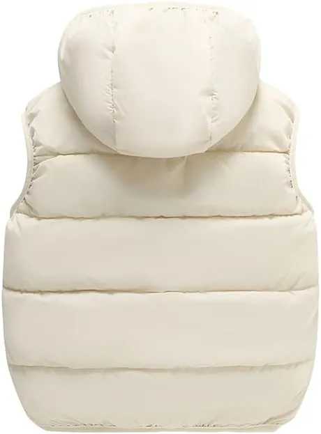 Toddler Puffer Vest Boys Girls Fleece Vest Puffy Toddler Boy Sleeveless Jacket Coat with Removable Hood