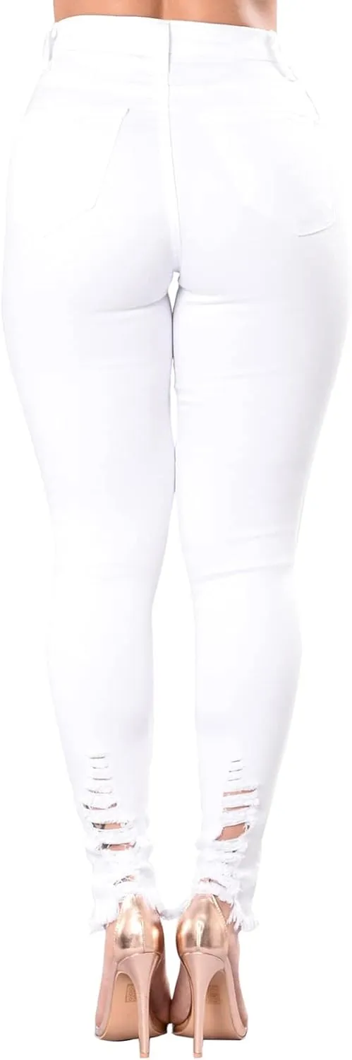TodTan Women's Skinny Jeans Ripped Mid Rise Stretch Destroyed Denim Pants Jeans