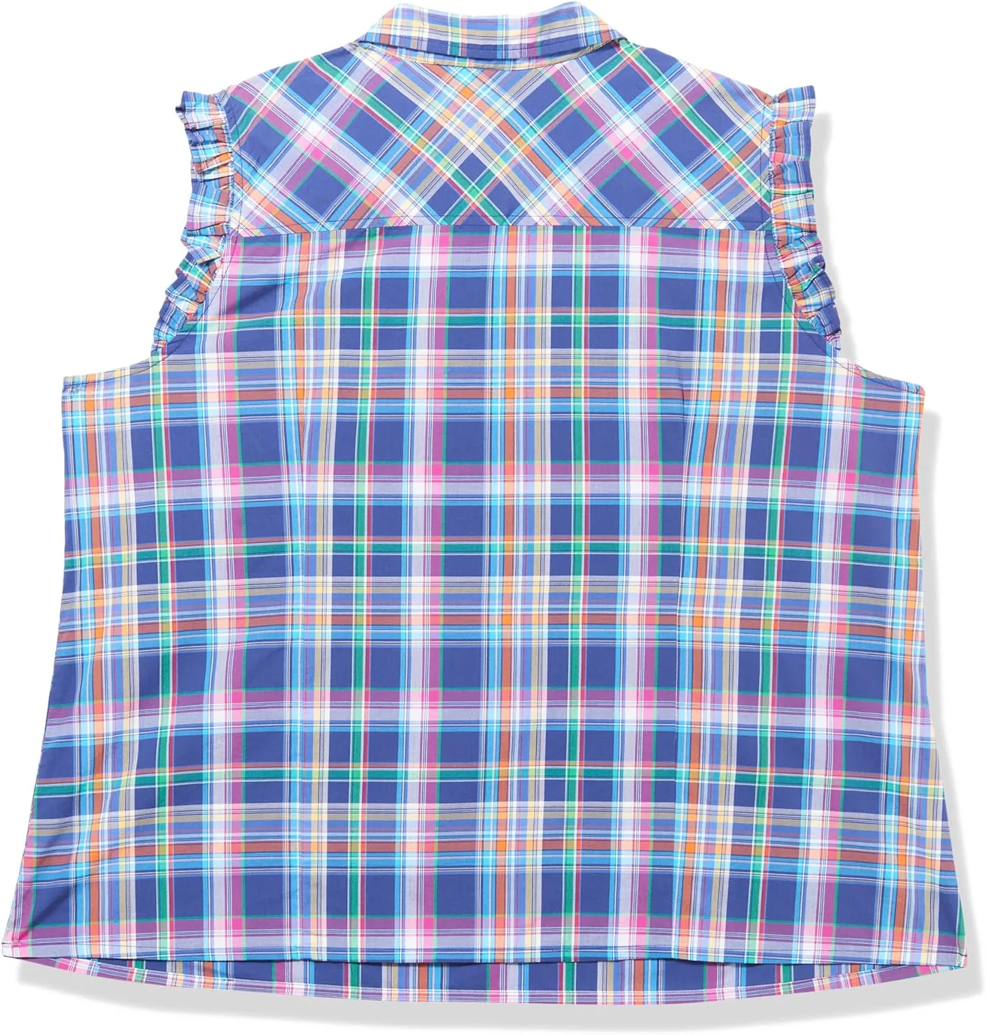 Tommy Hilfiger Women's Sleeveless Plaid Ruffled Sportswear Top