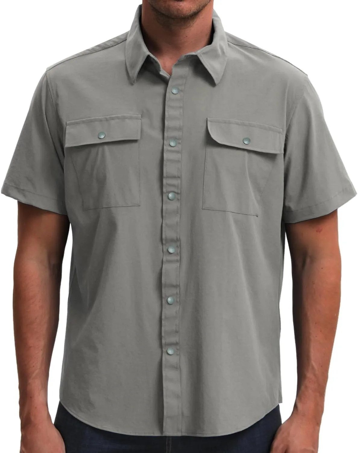 TUNEVUSE Mens Short Sleeve Button Down Shirt Casual Work Dress Shirt Lightweight Summer Shirt with 2 Pockets