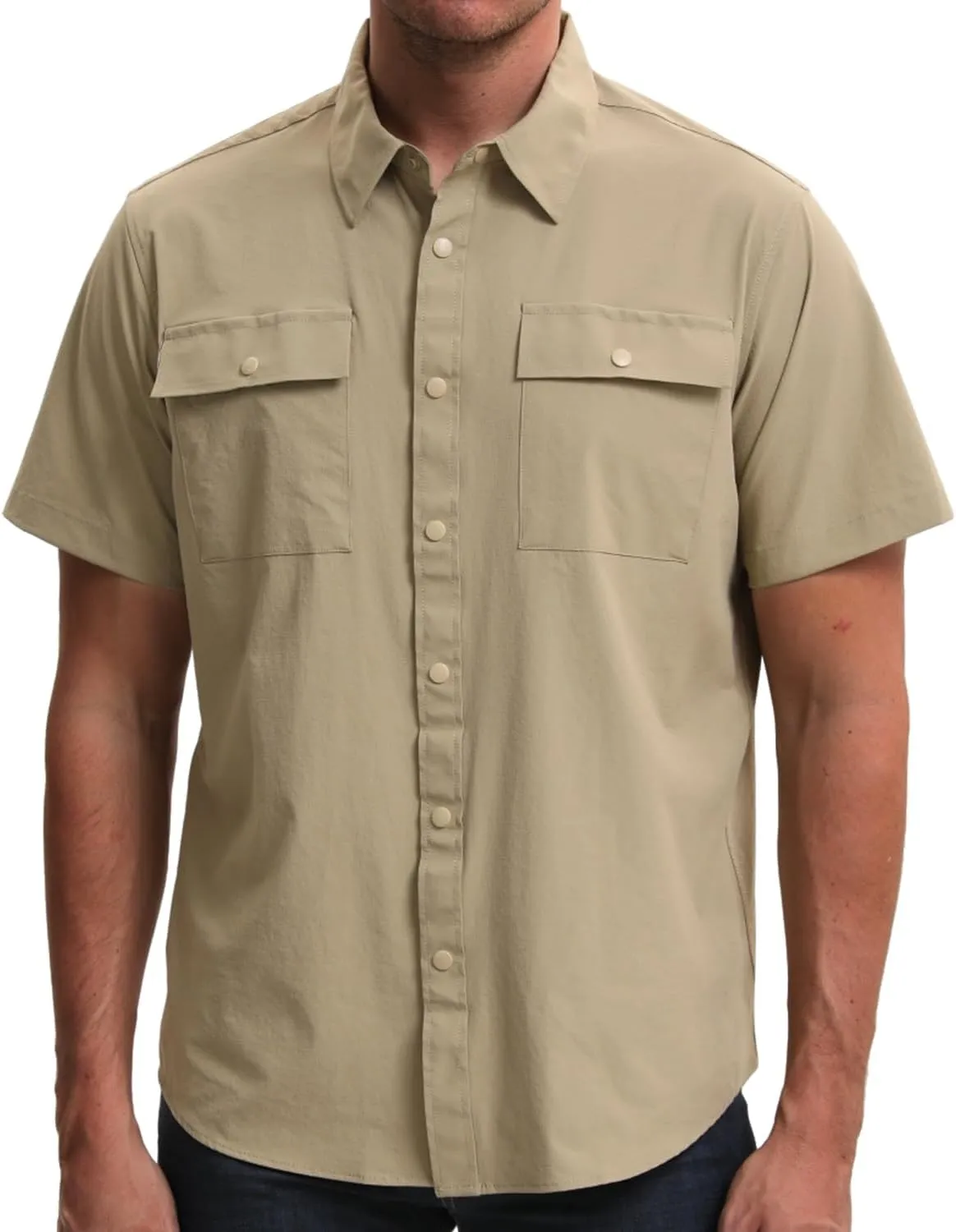 TUNEVUSE Mens Short Sleeve Button Down Shirt Casual Work Dress Shirt Lightweight Summer Shirt with 2 Pockets