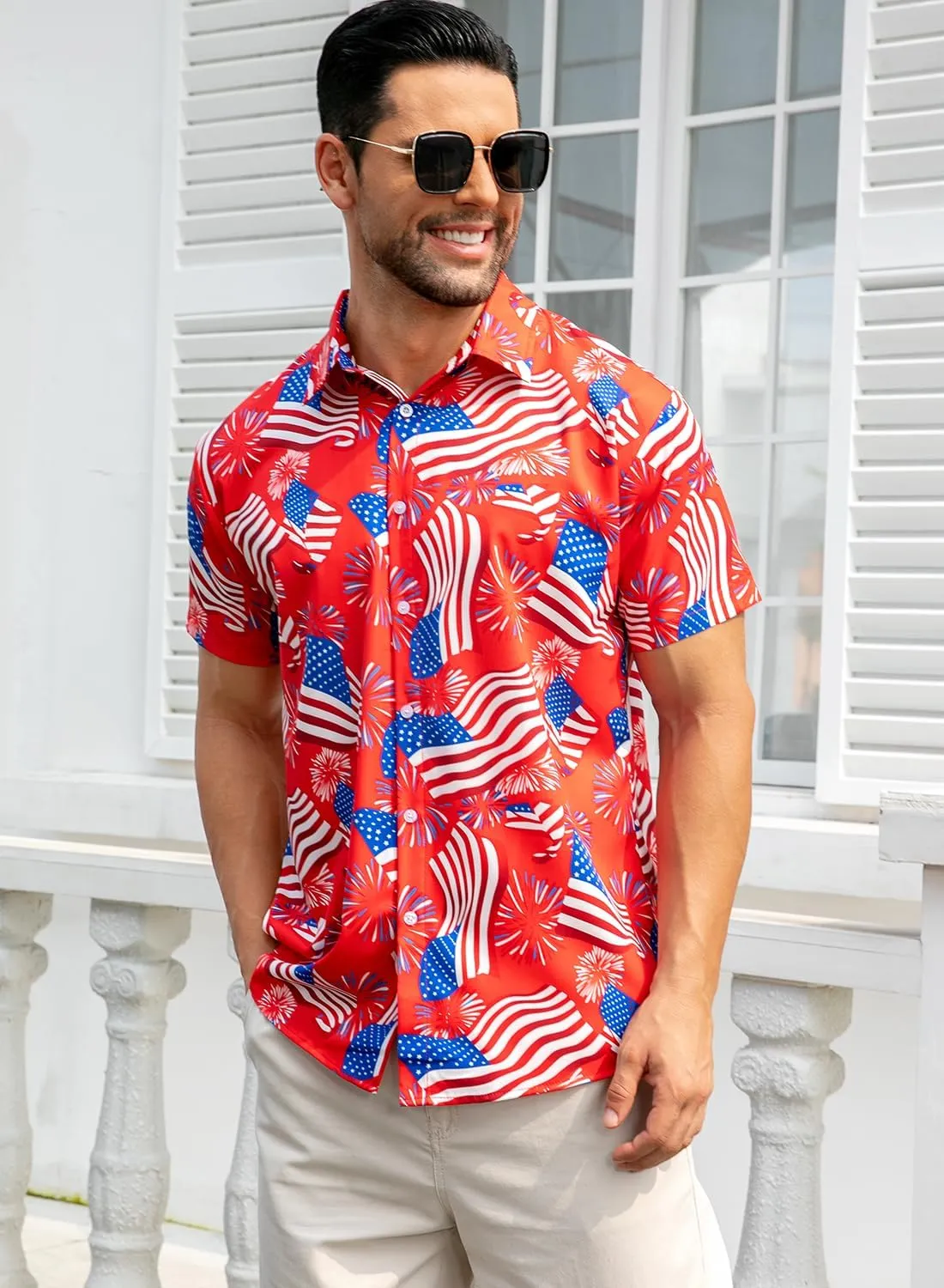 uideazone Mens Funny Hawaiian Shirts 3D Graphic Button Down Short Sleeve Tropical Holiday Beach Aloha Shirt
