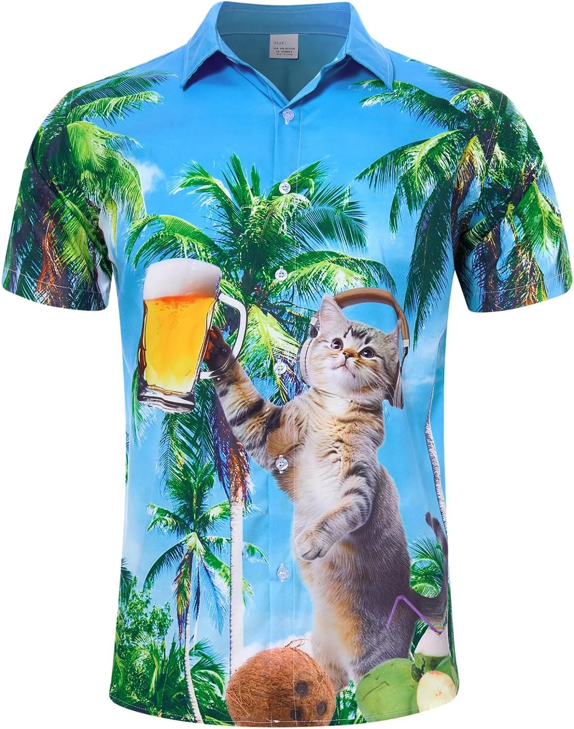 uideazone Mens Funny Hawaiian Shirts 3D Graphic Button Down Short Sleeve Tropical Holiday Beach Aloha Shirt