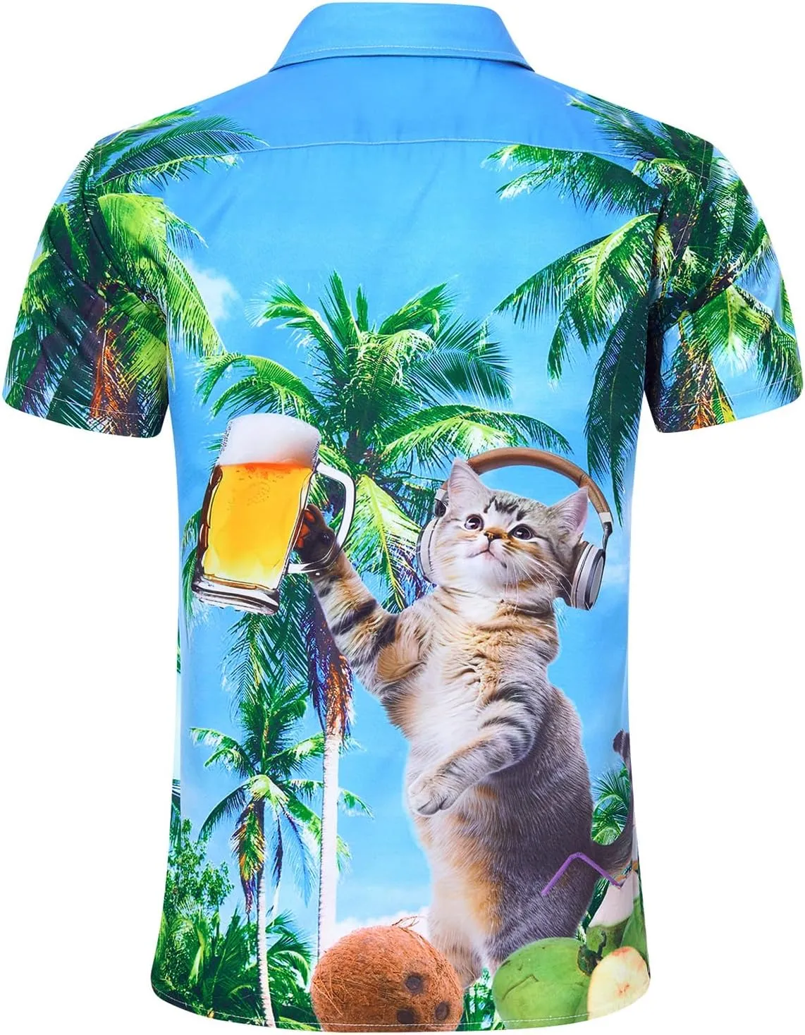 uideazone Mens Funny Hawaiian Shirts 3D Graphic Button Down Short Sleeve Tropical Holiday Beach Aloha Shirt