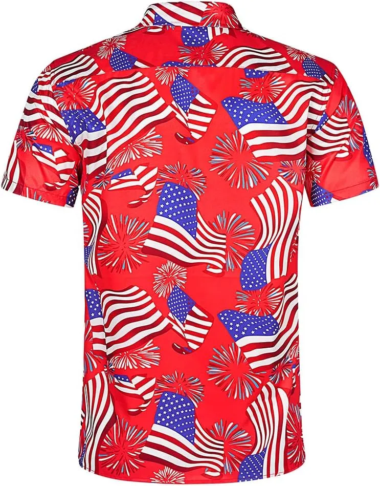 uideazone Mens Funny Hawaiian Shirts 3D Graphic Button Down Short Sleeve Tropical Holiday Beach Aloha Shirt