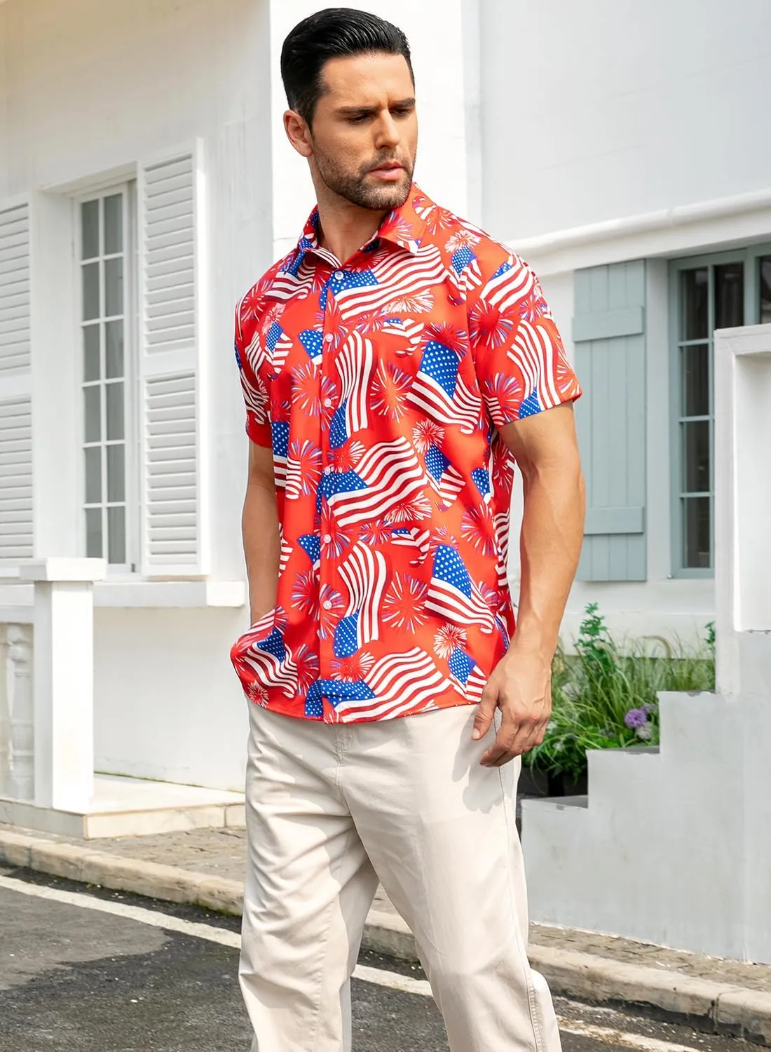 uideazone Mens Funny Hawaiian Shirts 3D Graphic Button Down Short Sleeve Tropical Holiday Beach Aloha Shirt