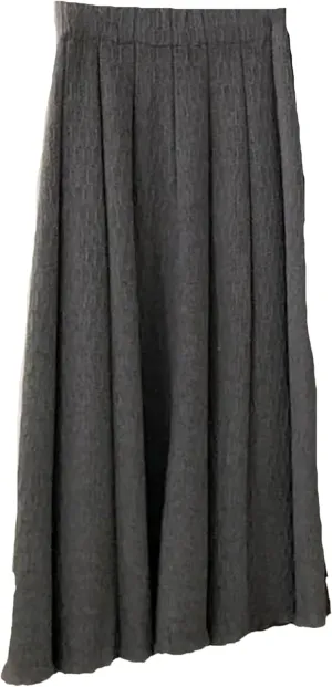 UIOKLMJH Knitted Long Skirt for Women Autumn Winter Pleated High Waist A-Line Elegant Casual Slim Midi Skirt