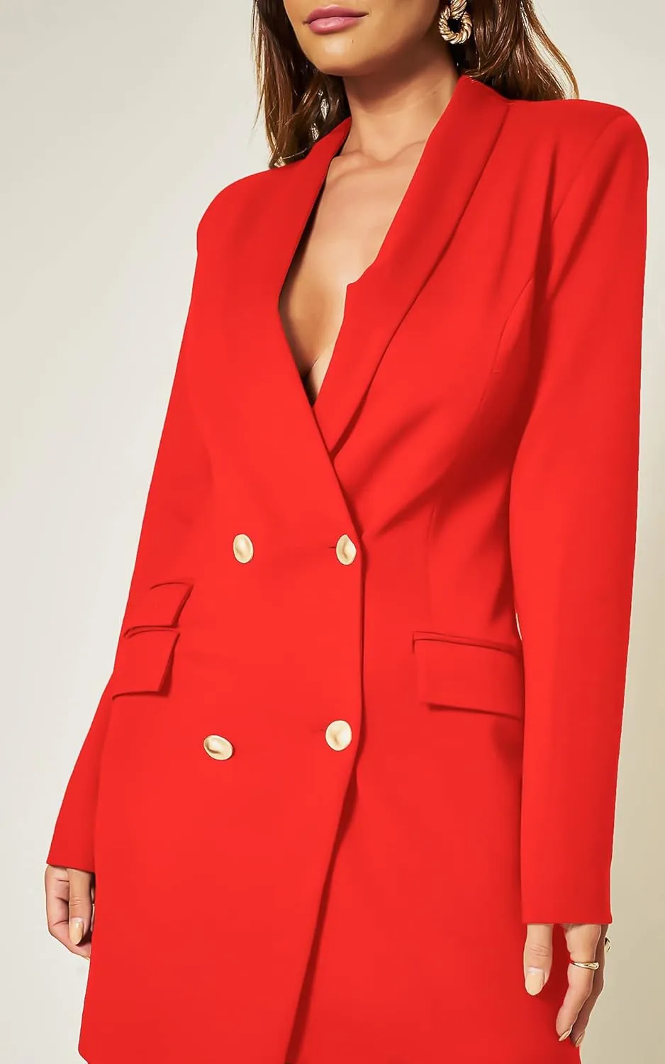 UNIQUE 21 Women Luxe Stain Breasted Asymmetric Blazer Dress - Ladies Elegant Casual Work Office Events Blazer Dresses