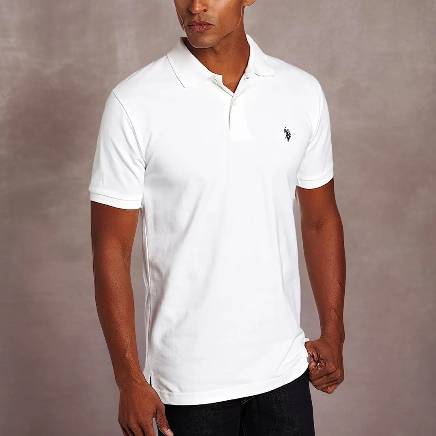 U.S. Polo Assn. Men's Classic Polo Shirt, Two-Button Closure Pique Polo Shirt, Summer Fashion Golf Shirt