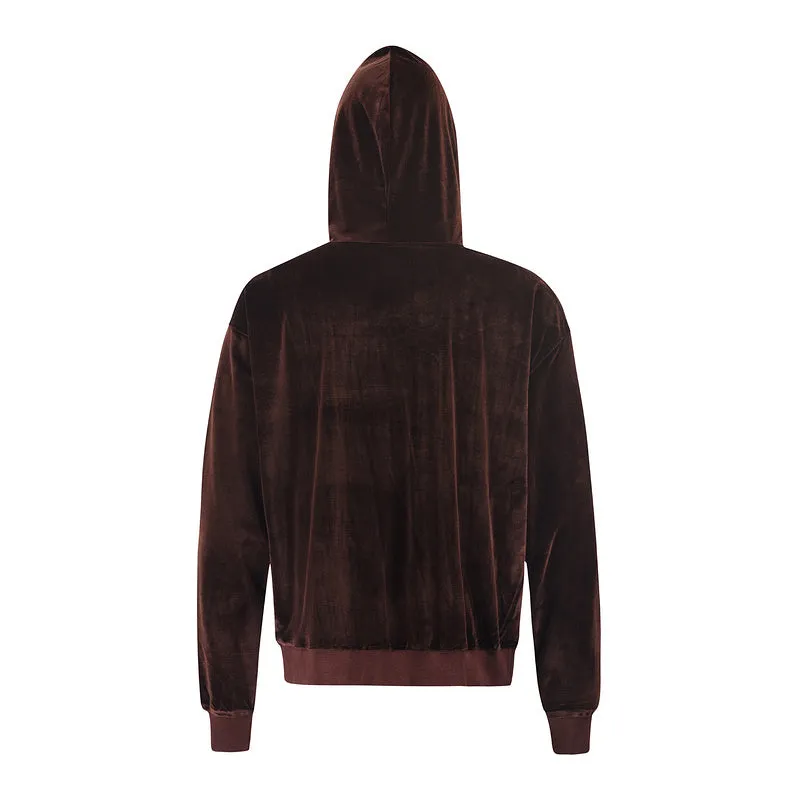 Velvet Suede Hoodie - Coffee
