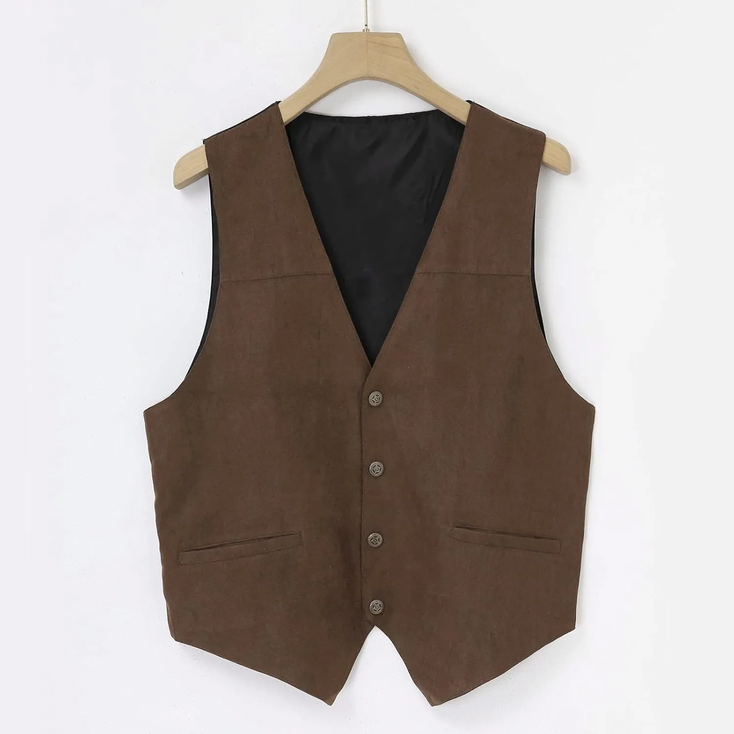 Vest Dress Plays Suede Retro V Neck Solid Color Pocket Button Leather Vest Jacket Vest Mens Vest Formal Great Great