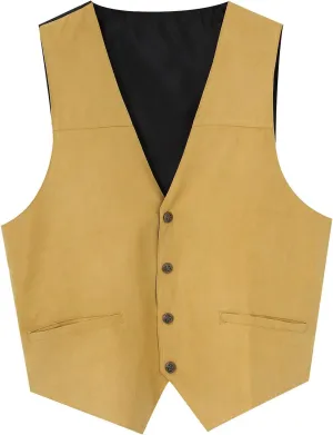 Vest Dress Plays Suede Retro V Neck Solid Color Pocket Button Leather Vest Jacket Vest Mens Vest Formal Great Great