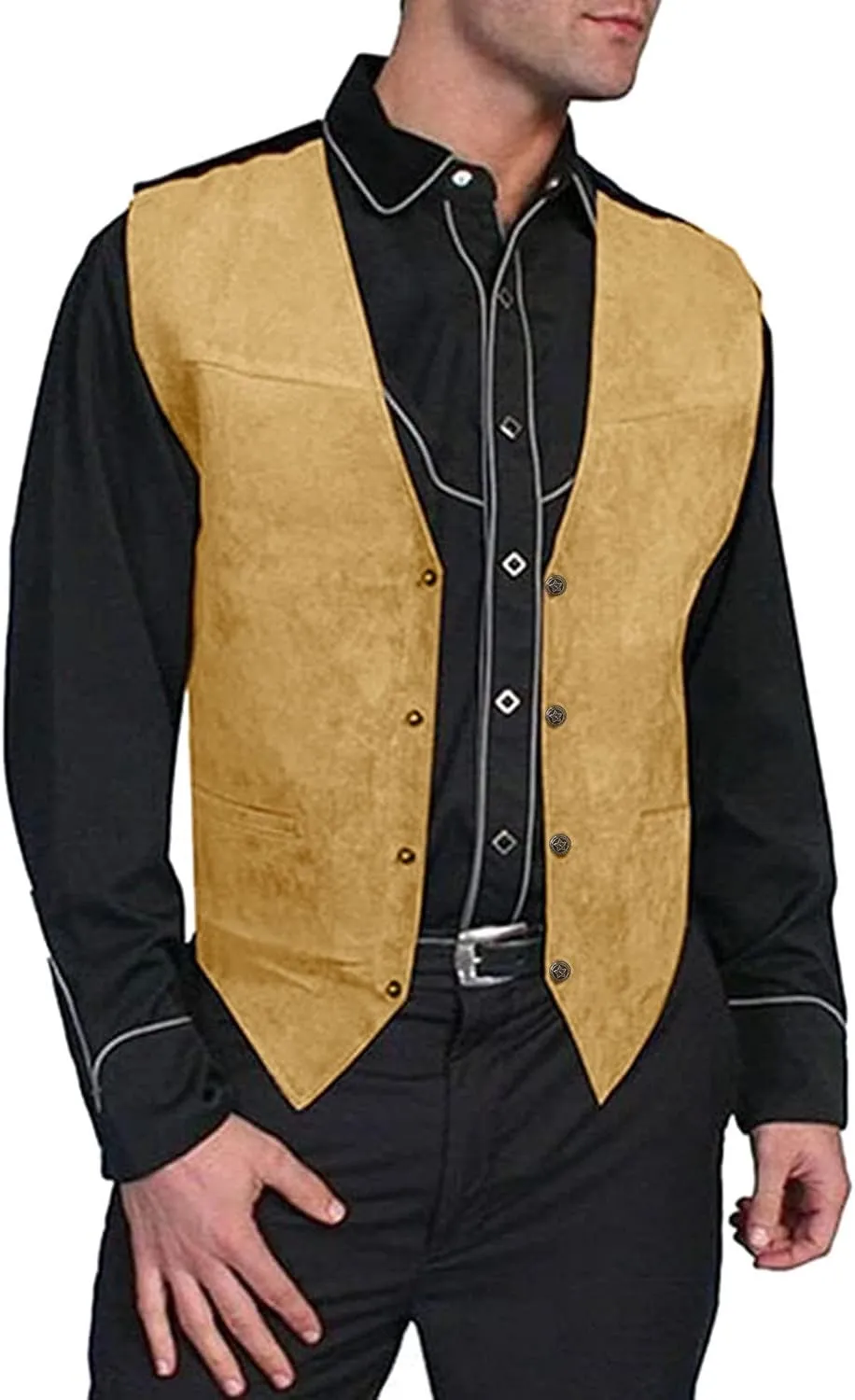 Vest Dress Plays Suede Retro V Neck Solid Color Pocket Button Leather Vest Jacket Vest Mens Vest Formal Great Great
