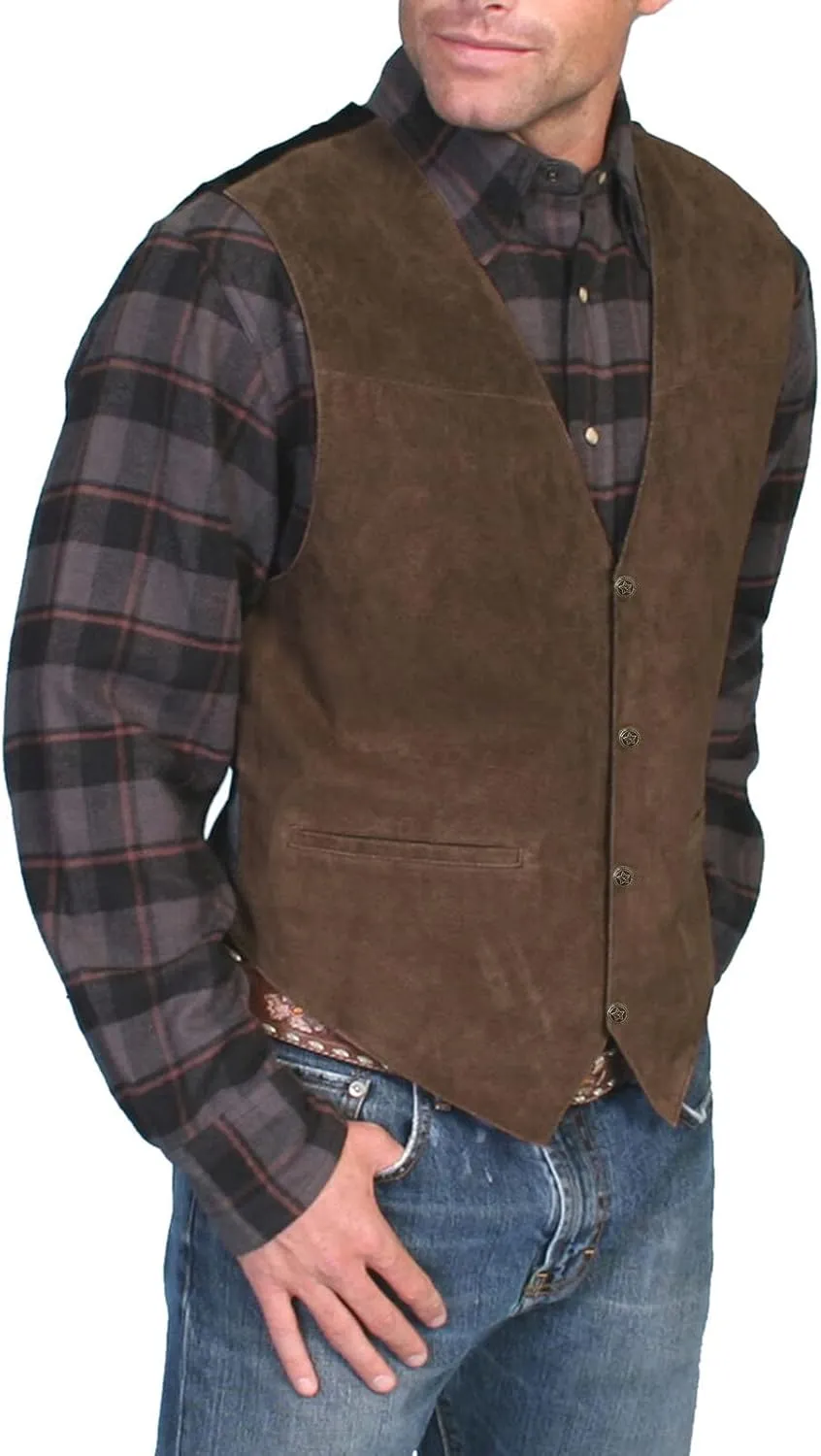 Vest Dress Plays Suede Retro V Neck Solid Color Pocket Button Leather Vest Jacket Vest Mens Vest Formal Great Great