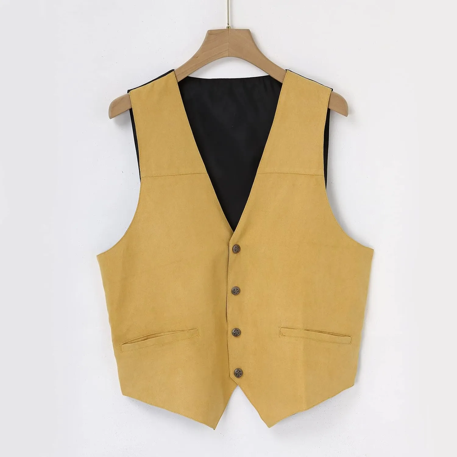 Vest Dress Plays Suede Retro V Neck Solid Color Pocket Button Leather Vest Jacket Vest Mens Vest Formal Great Great