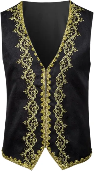 Victorian Waistcoat for Men Slim Fit Jacquard Embroidered Opera Vest Medieval Court Prince Costume Performance Wear