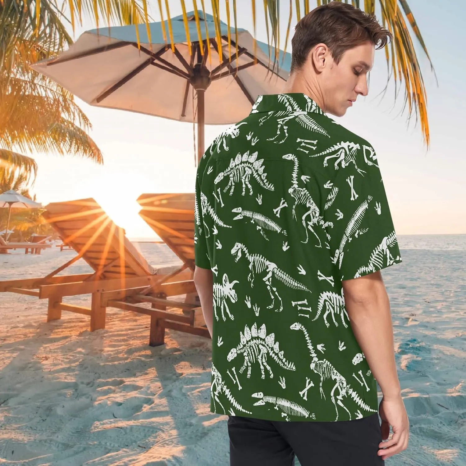 visesunny Mens Casual Button Down Short Sleeve Hawaiian Shirt Aloha Shirt