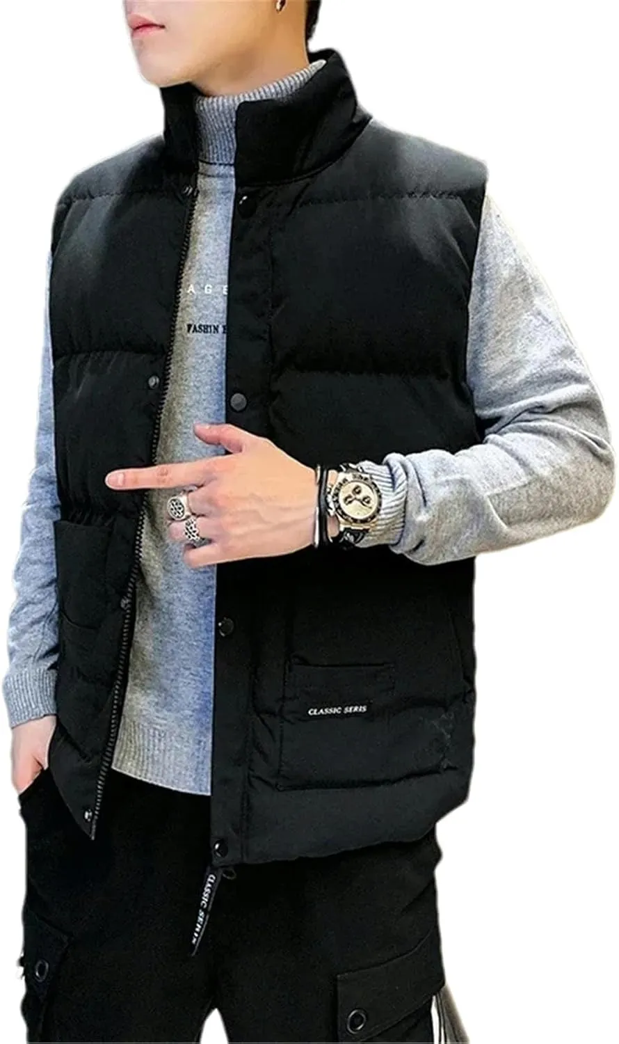 Winter Warm Men's Vest Coat Thick Windproof Camouflage Sleeveless Jacket Male Casual Collar Down Cotton Padded Vest