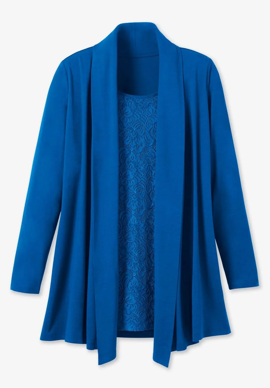 Woman Within Plus Size 2-Fer Cardigan & Lace Tunic