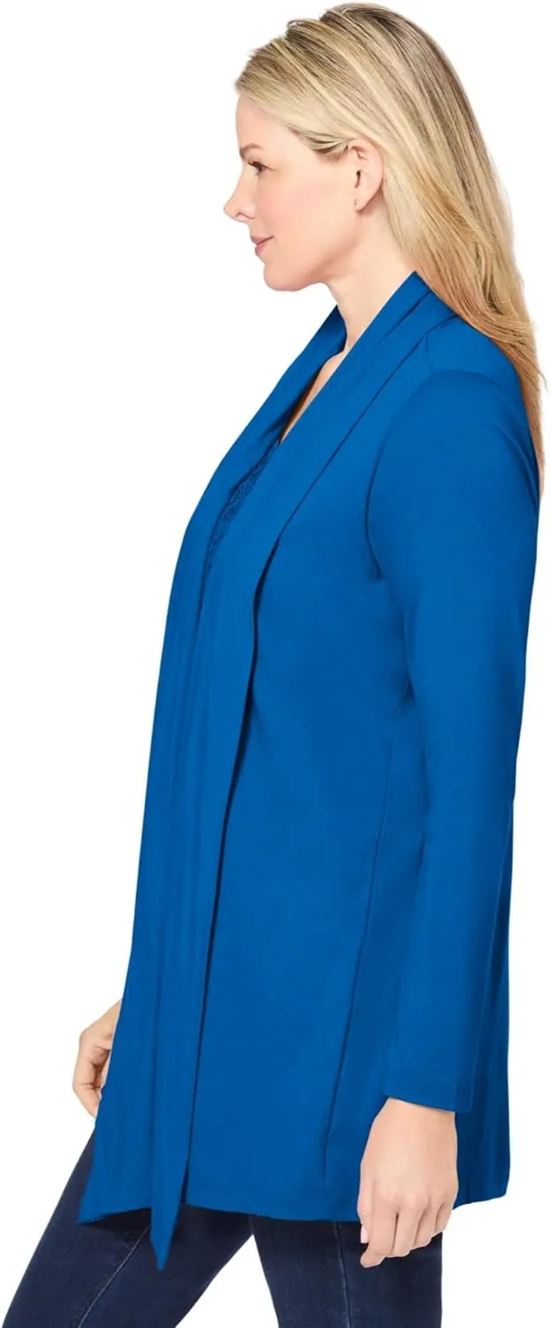 Woman Within Plus Size 2-Fer Cardigan & Lace Tunic