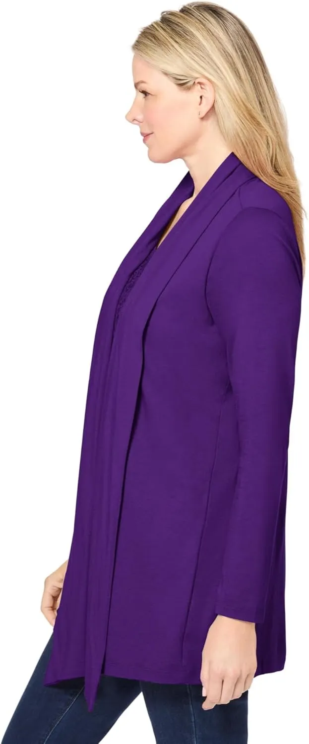 Woman Within Plus Size 2-Fer Cardigan & Lace Tunic