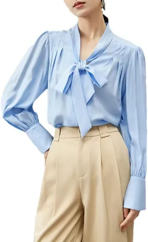 Women Bow Chiffon Blouse Camisole 2 Piece Set Loose Button Up Shirt Tank Top