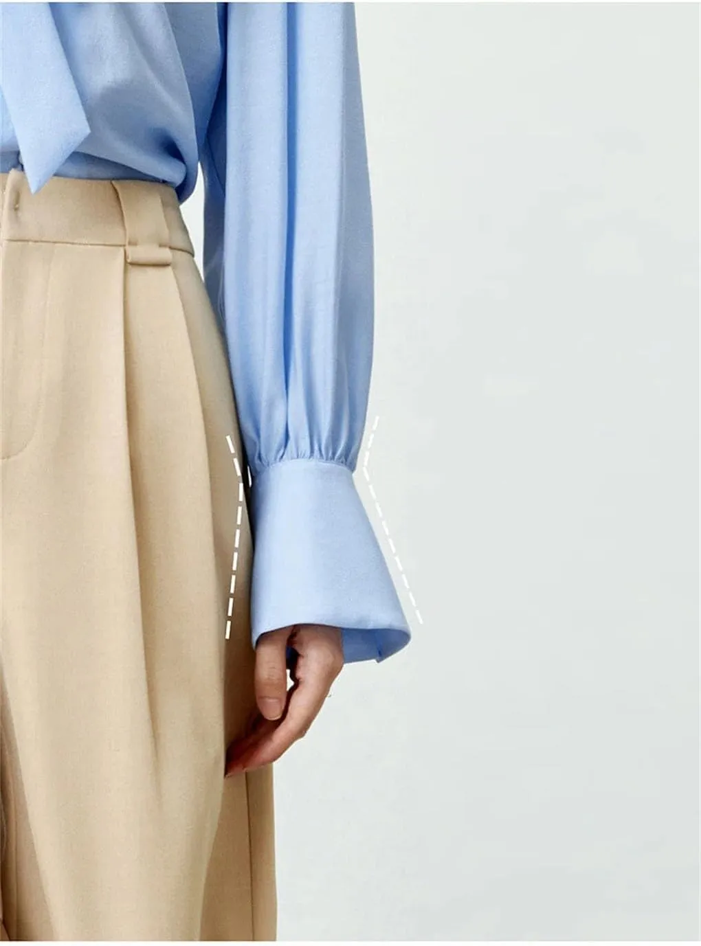 Women Bow Chiffon Blouse Camisole 2 Piece Set Loose Button Up Shirt Tank Top